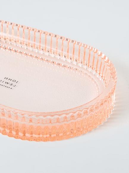 John Lewis Fluted Glass Bathroom Tray, Blush - view 2, Blush