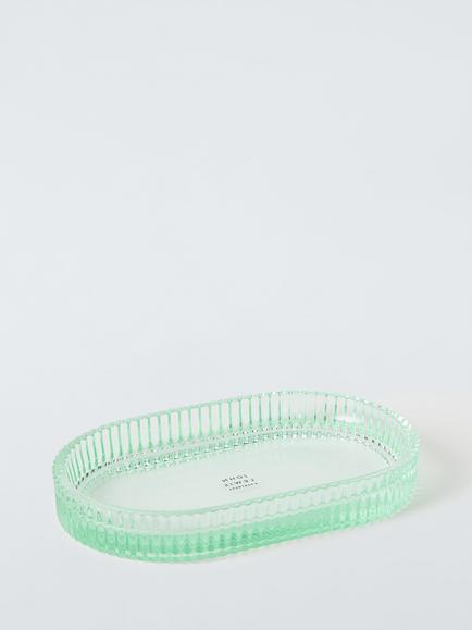 John Lewis Fluted Glass Bathroom Tray, Willow, Willow