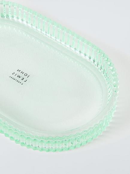 John Lewis Fluted Glass Bathroom Tray, Willow - view 2, Willow