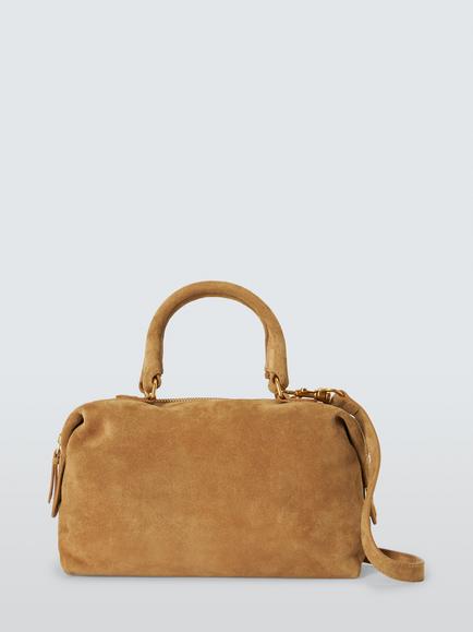 John Lewis Suede Bowler Bag, Honey, Honey