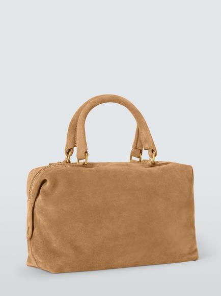 John Lewis Suede Bowler Bag, Honey - view 2, Honey