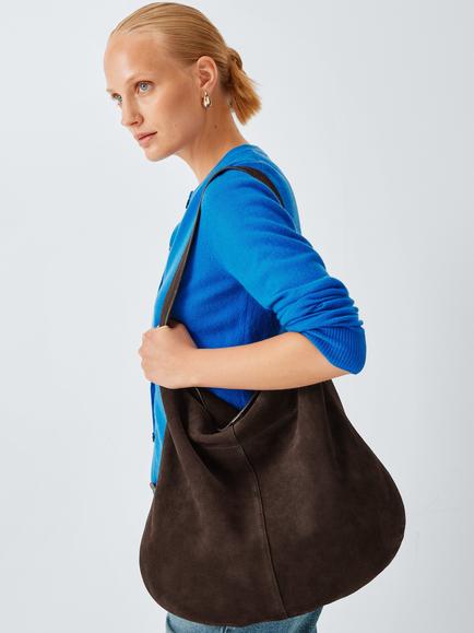 John Lewis Eyelet Hobo Shoulder Bag, Chocolate - view 2, Chocolate