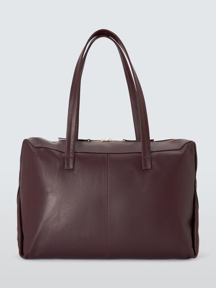 John Lewis Medium Leather Tote Bag, Burg, Burg