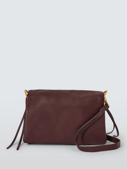 John Lewis Mini Soft Leather Crossbody Bag, Burgundy, Burgundy