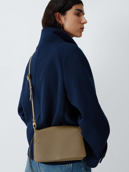 John Lewis Leather Mini Crossbody Bag, Dark Stone - view 2, Dark Stone