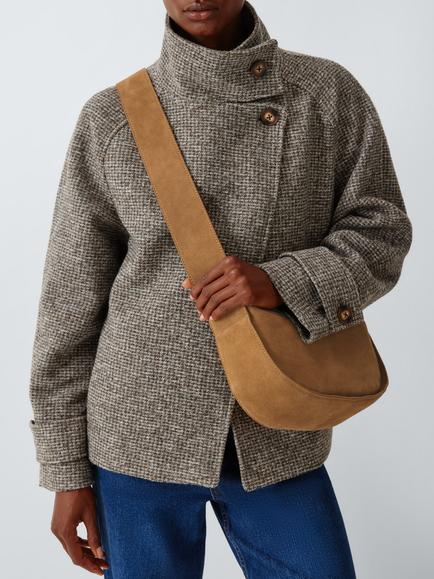 John Lewis Suede Bookend Crossbody Bag, Honey - view 2, Honey