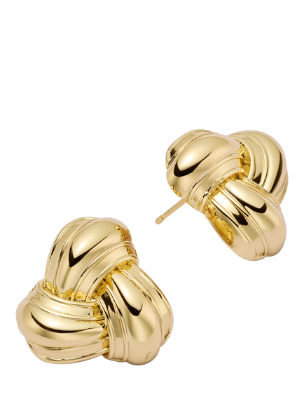 Daisy x Polly Newman Mini Knot Stud Earrings, Gold, Gold