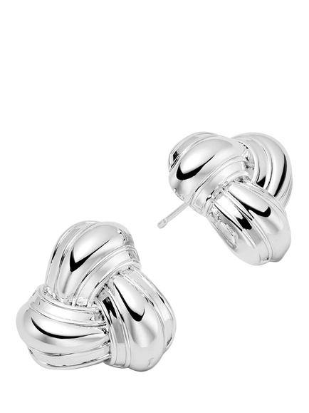 Daisy x Polly Newman Mini Knot Stud Earrings, Silver, Silver
