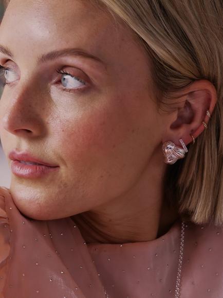 Daisy x Polly Newman Mini Knot Stud Earrings, Silver - view 2, Silver