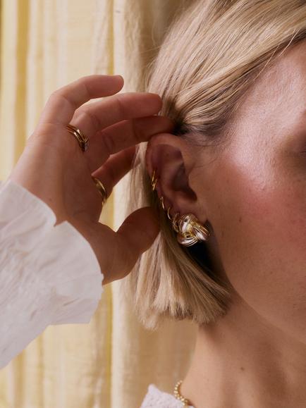 Daisy X Polly Newman Exclusive Mini Knot Stud Earrings, Mixed Metal - view 2, Mixed Metal
