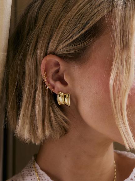 Daisy x Polly Newman Large Cuff Stud Earrings, Gold - view 2, Gold