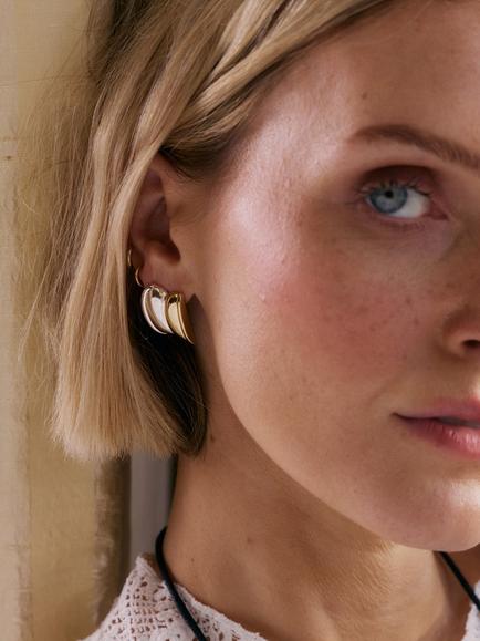 Daisy x Polly Newman Large Cuff Studs Earrings, Mixed Metal - view 2, Mixed Metal
