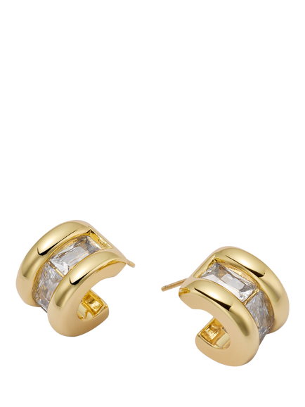 Daisy x Polly Newman Mini Triple Ridge Earrings, Gold, Gold