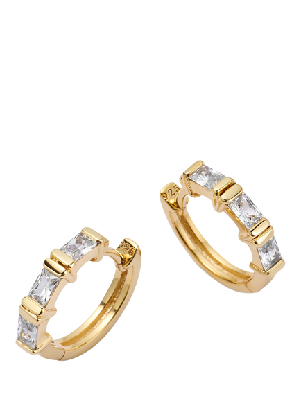 Daisy x Polly Newman Crystal Station Huggie Earrings, Gold, Gold
