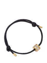 Daisy x Polly Newman Crystal Bead Bracelet, Black Cord Gold