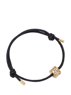 Daisy x Polly Newman Crystal Bead Bracelet, Black Cord Gold, Black Cord Gold