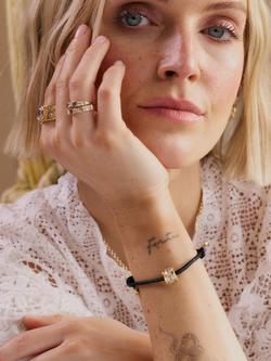 Daisy x Polly Newman Crystal Bead Bracelet, Black Cord Gold - view 2, Black Cord Gold