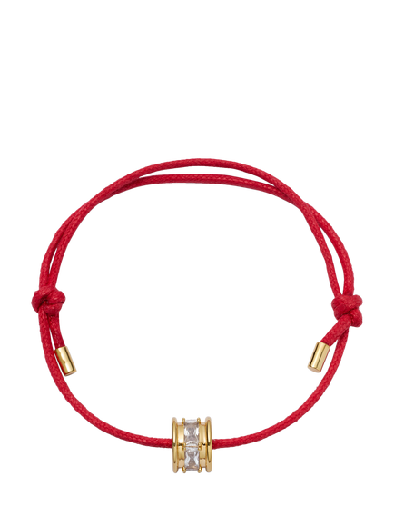 Daisy x Polly Newman Exclusive Crystal Bead Bracelet, Red Cord Gold, Red Cord Gold