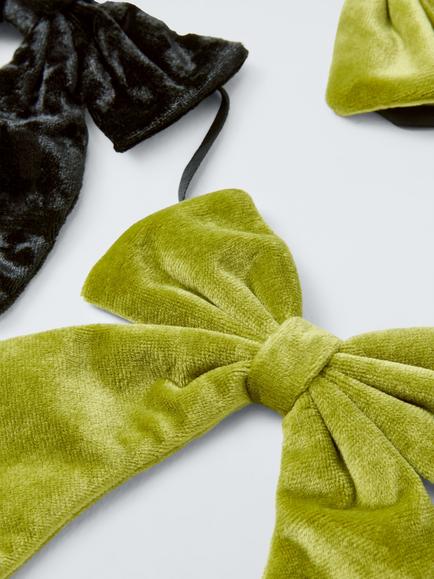 John Lewis Velvet Bow Garland, Green, L196cm - view 2, Black/Green
