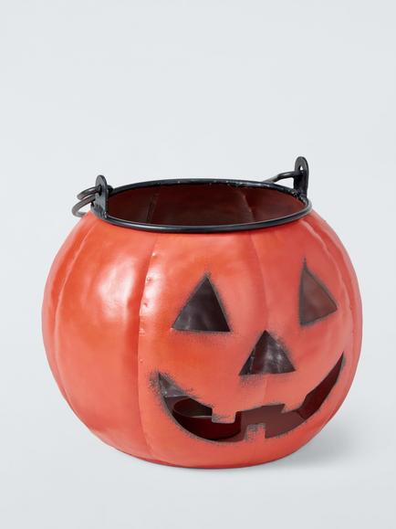 John Lewis Metal Pumpkin Jack o' Lantern Tealight Holder - view 2, 