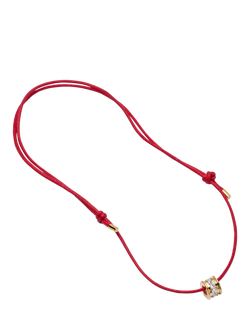 Daisy x Polly Newman Crystal Bead Necklace, Red Cord Gold, Red Cord Gold