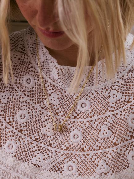 Daisy x Polly Newman Crystal Bead Necklace, Gold - view 2, Gold