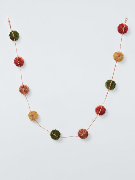 John Lewis Velour Pumpkin Garland, L183cm, Multi