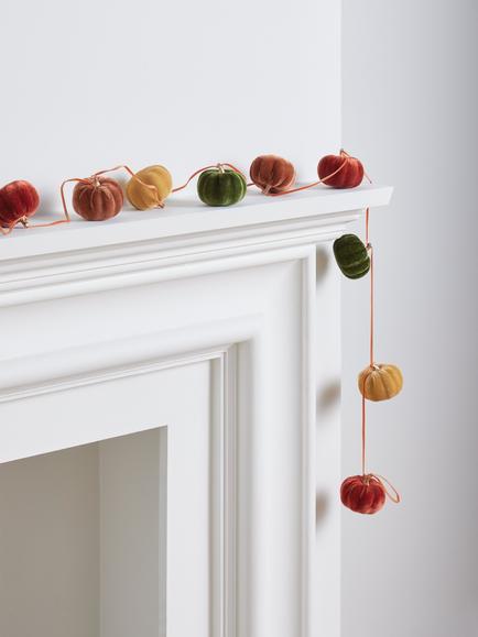 John Lewis Velour Pumpkin Garland, L183cm - view 2, Multi