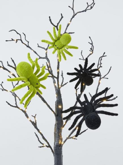John Lewis Clip on Spider Decorations, Pack of 4 - view 2, Black/Green