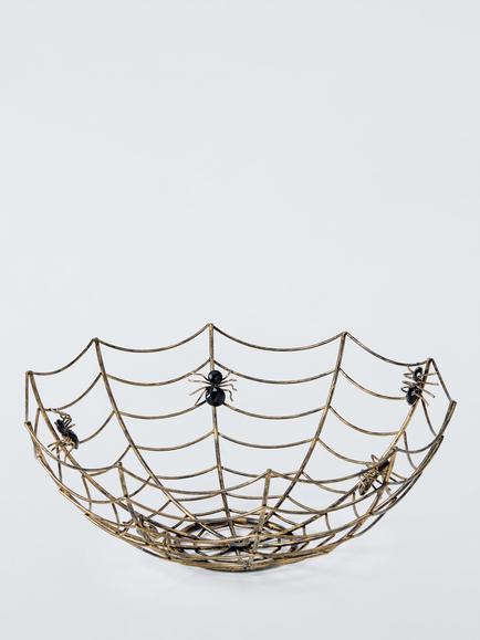 John Lewis Metal Spider Web Bowl, Brass Effect, Silver