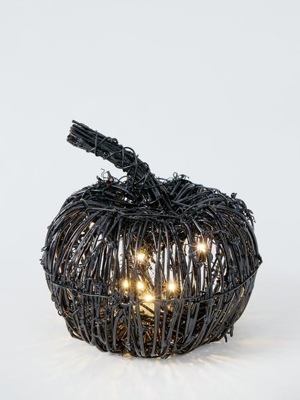 John Lewis Small Wicker LED Pumpkin Indoor Light, Black, Black