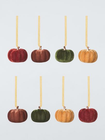 John Lewis Velour Pumpkin Decorations, Pack of 8, Multi