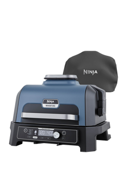 Ninja Woodfire Pro Connect XL Smart Electric BBQ Grill & Smoker with Cover, Blue, Black