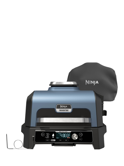 Ninja Woodfire Pro Connect XL Smart Electric BBQ Grill & Smoker with Cover, Blue, Black