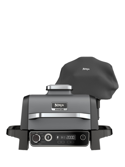 Ninja Woodfire 7-in-1 Electric BBQ Grill & Smoker with Cover, Black, Black
