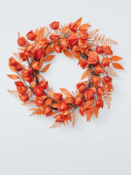 John Lewis Chinese Lantern Wreath, Dia.45cm, Orange