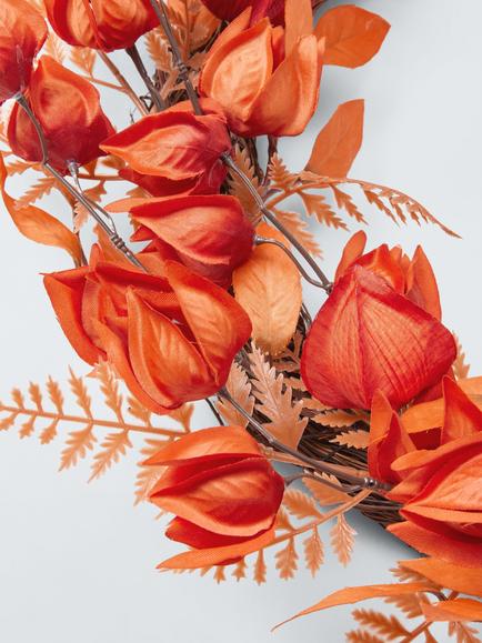 John Lewis Chinese Lantern Wreath, Dia.45cm - view 2, Orange
