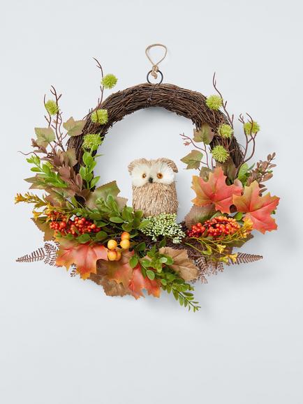 John Lewis Owl Wreath, Dia.40cm, Multi