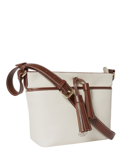 OSPREY LONDON Savanna Leather Crossbody Bag, Ivory & Chocolate - view 2, Ivory & Chocolate