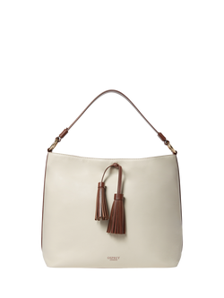 OSPREY LONDON Savanna Leather Hobo Bag, Ivory/Chocolate, Ivory/Chocolate