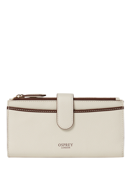 OSPREY LONDON Savanna Leather Matinee Purse, Ivory/Chocolate