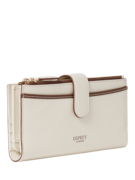 OSPREY LONDON Savanna Leather Matinee Purse - view 2, Ivory/Chocolate