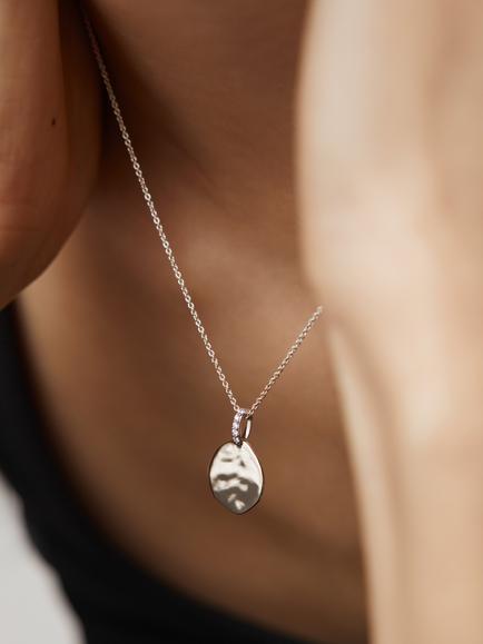Monica Vinader MV Siren™ Diamond Coin Pendant, Silver - view 2, Silver