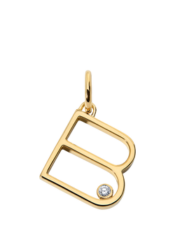 Monica Vinader Solitaire Lab Grown Diamond Initial Pendant, Gold