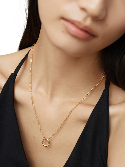 Monica Vinader Capture Oval Link Chain Necklace, Gold - view 2, Gold