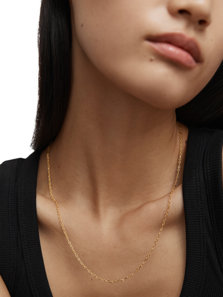 Monica Vinader Textured 22" Link Chain Necklace, Gold - view 2, Gold