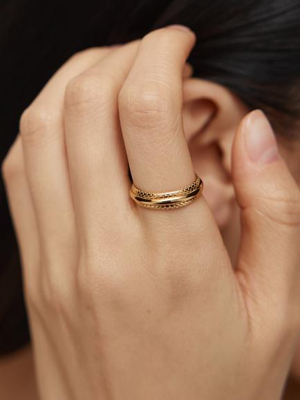 Monica Vinader Heirloom Textured Ring, Gold - view 2, Gold