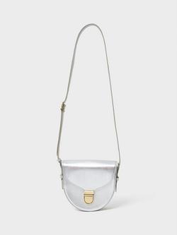 Crew Clothing Leather Crossbody Satchel, Silver Silver, Silver Silver