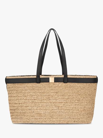 Apatchy London Esme Straw Handbag, Black