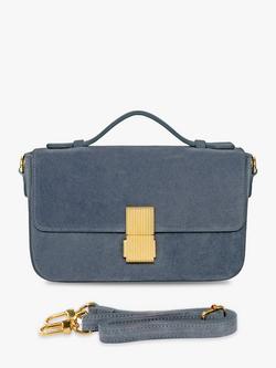 Apatchy London Flora Suede Top Handle Bag - view 2, Denim Blue